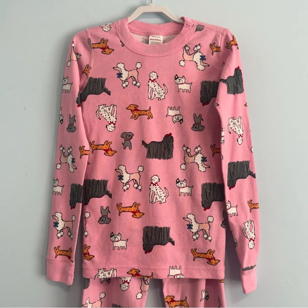 Hanna Andersson Girls Pajamas Set Size 10(140‎ cm) Dogs Print Pink